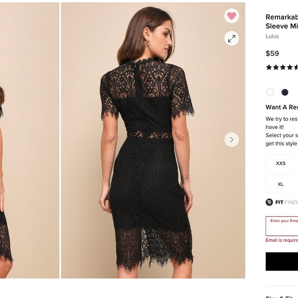 Lulus Remarkable Black Sheer Lace Short Sleeve Mini Dress Size L - Picture 2 of 2